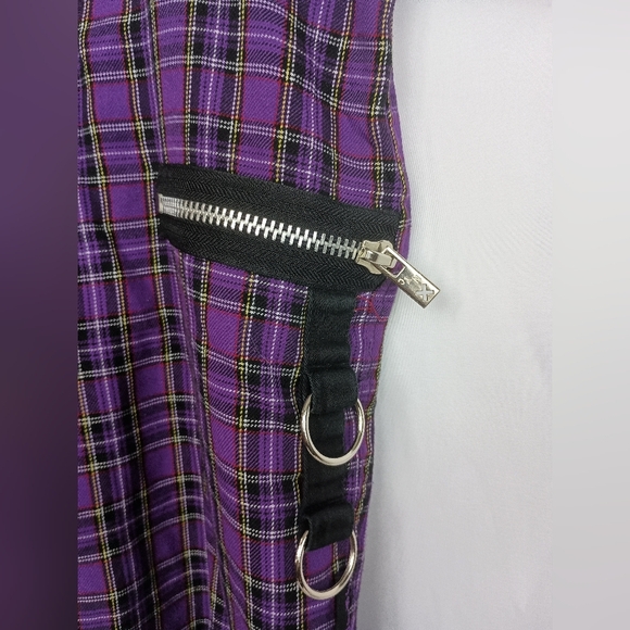 TRIPP NYC Purple Black Plaid Capris Zipper Punk,Goth,Grunge,Gorpcorp(#1,568) - Picture 8 of 11